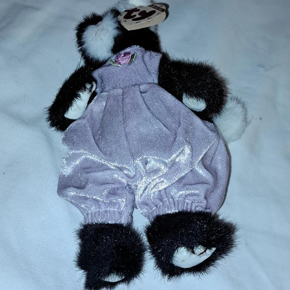 Ty Purrcy Black and White Cat Plush Toy